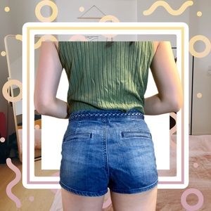 braided denim shorts